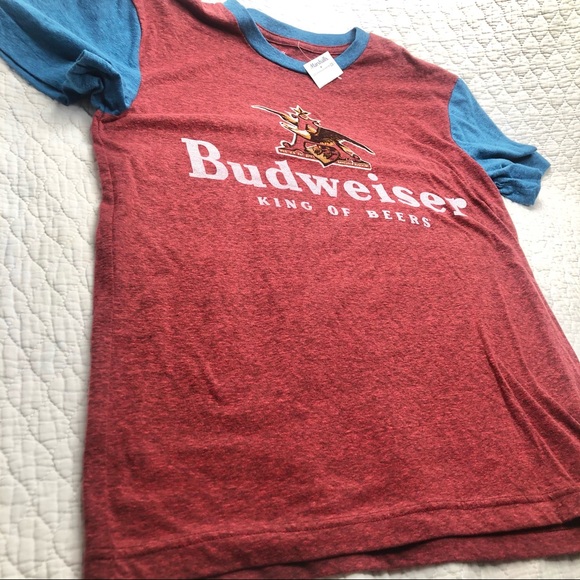 NWT Anheuser  Busch Budweiser Men’s Tee Shirt Size Small red blue - Picture 7 of 10